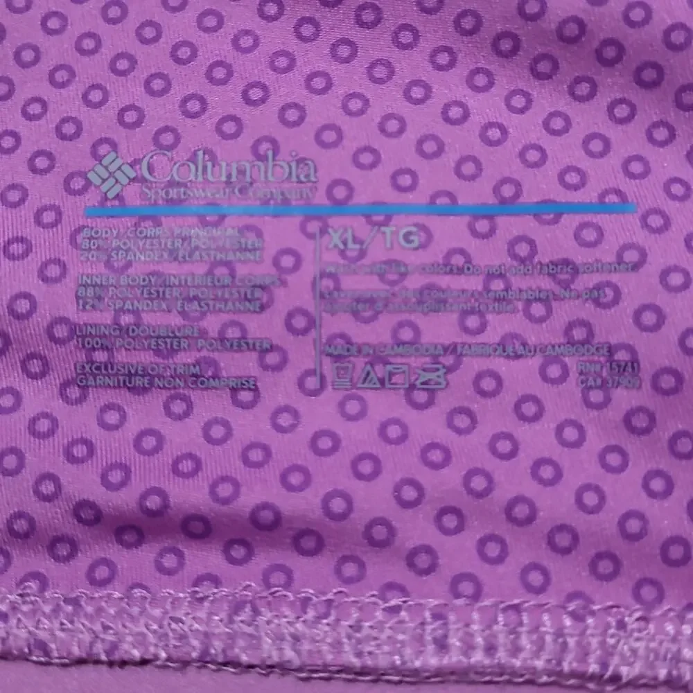 Columbia Sports Bra, Women's XL, Purple, OFZ Racer Back High Impact Training